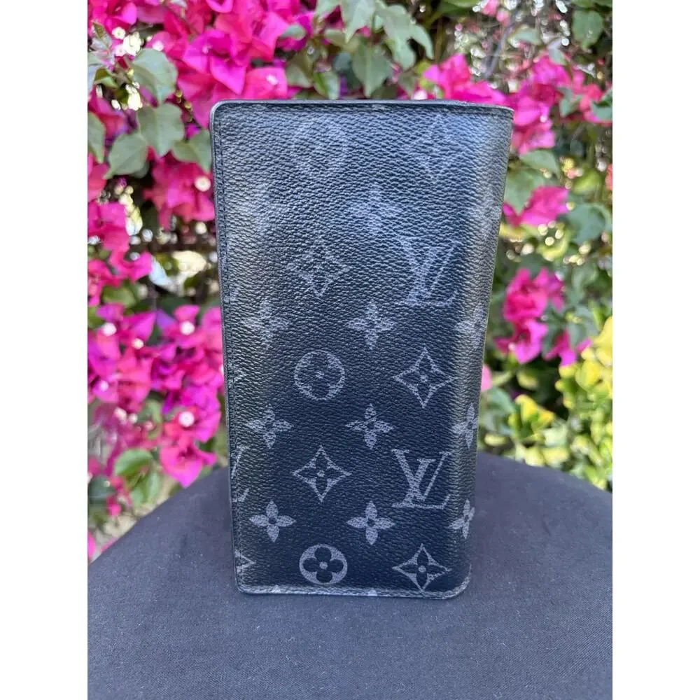 Louis Vuitton Monogram Eclipse Brazza Long Bifold Wallet Black